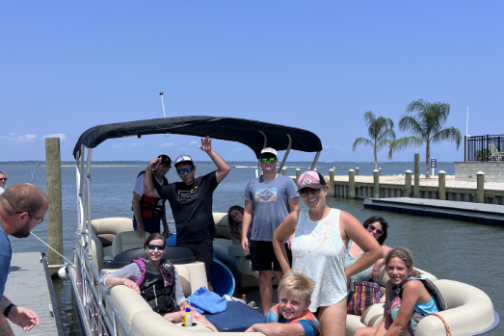 a group of people on a boat
