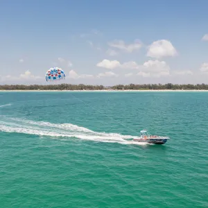 a small boat in a body of water