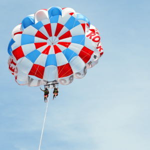 a parachute is flying in the air