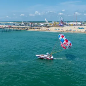 a small boat in a large body of water