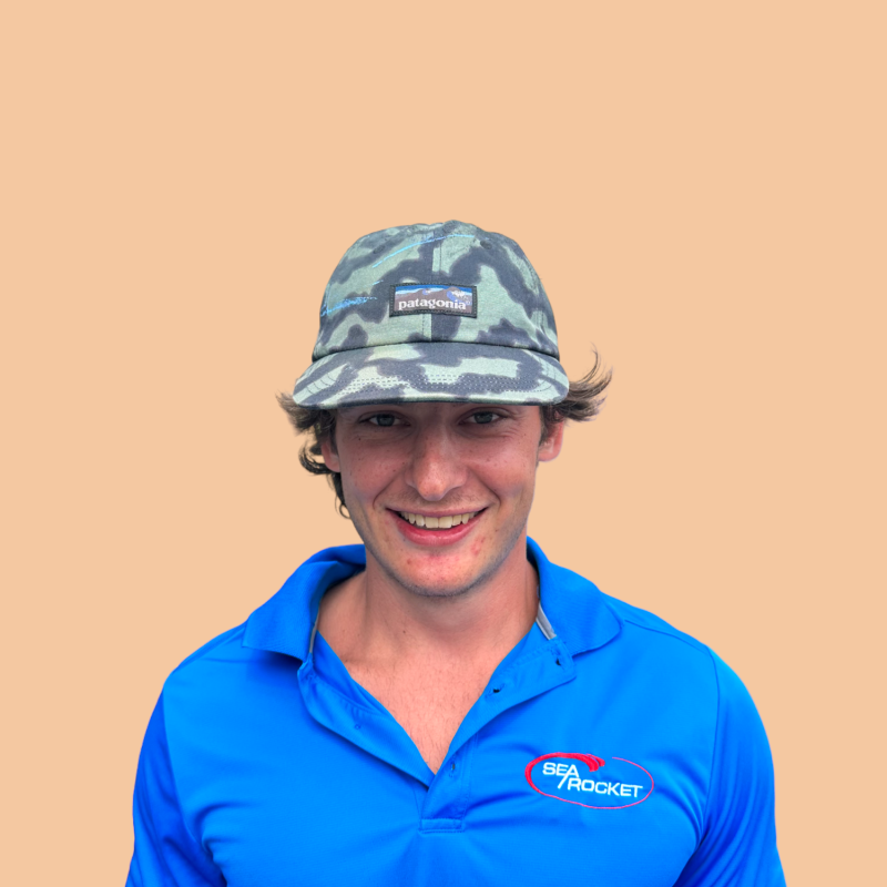 a person wearing a blue hat