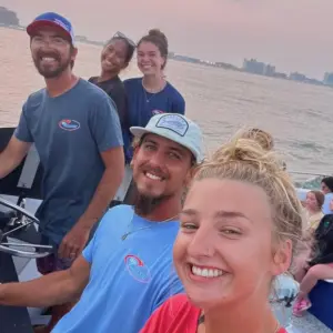 a group of people posing for the camera