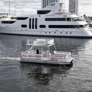 a small boat in a large body of water