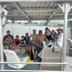 a group of people on a boat