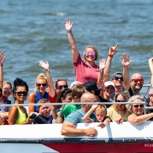 a group of people in a body of water